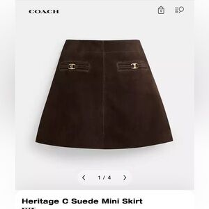 NWT- Coach Dark Brown Suede Mini Skirt